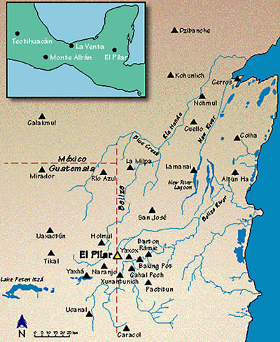 Map of Belize with El Pilar